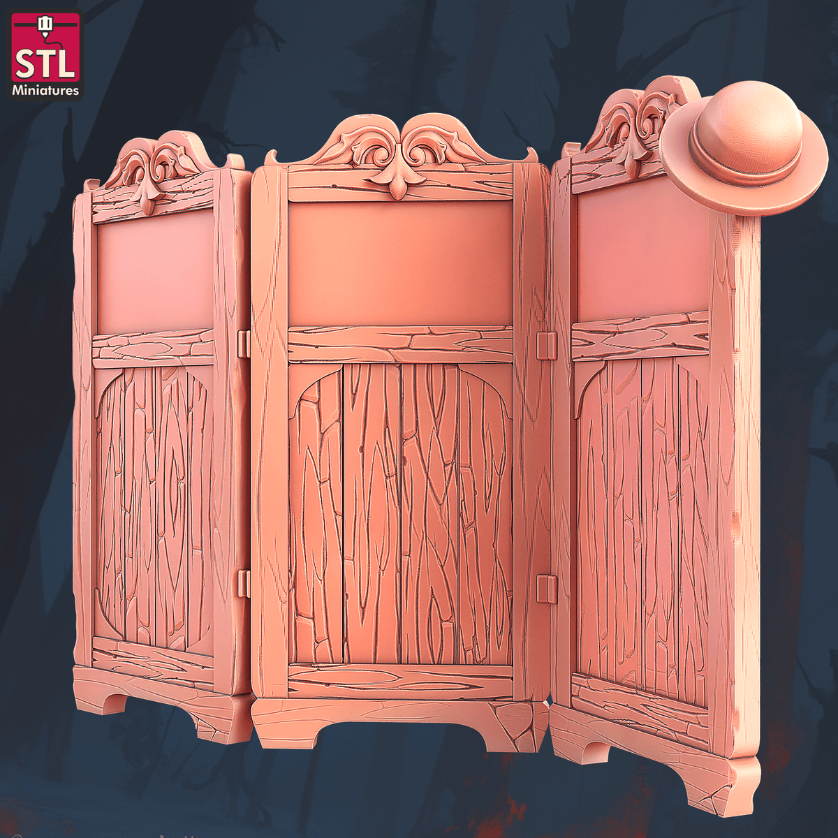 Charming Terrain 3D printed terrain (28mm) r57 textil stall screen 3D Printed STL Miniatures Textil Stall Set 28 - 32mm War Gaming D&D