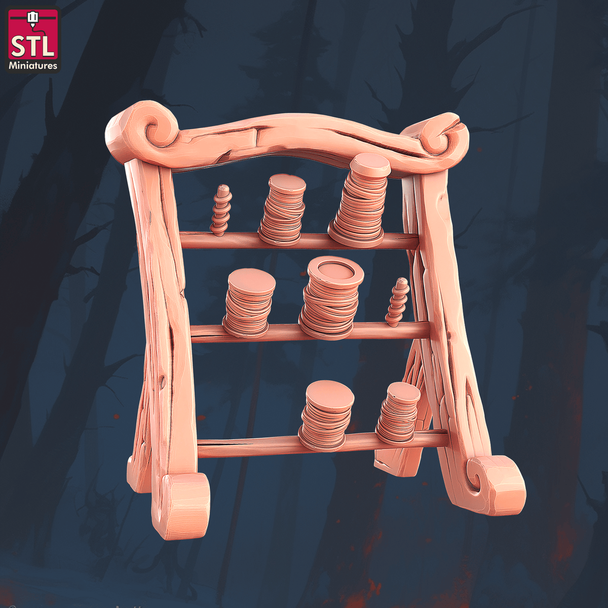 Charming Terrain 3D printed terrain (28mm) r57 textil stall yarn spools 3D Printed STL Miniatures Textil Stall Set 28 - 32mm War Gaming D&D