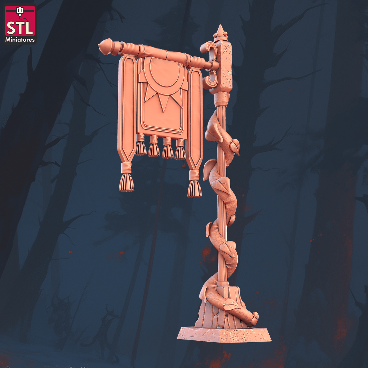 Charming Terrain 3D printed terrain (28mm) r58 music festival banner on pole 3D Printed STL Minatures Music Festival 28mm 32mm