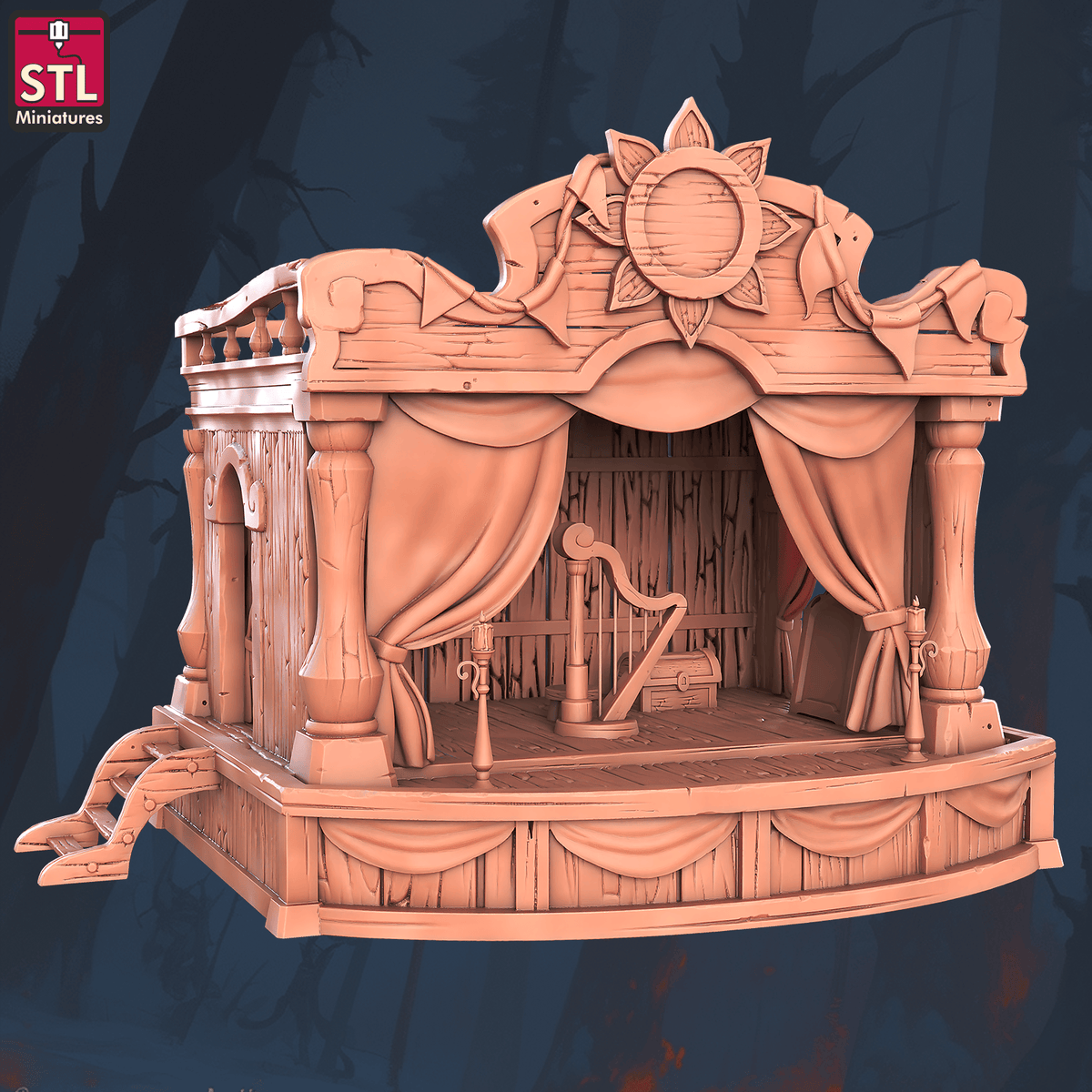 Charming Terrain 3D printed terrain (28mm) r58 music festival stage 3D Printed STL Minatures Music Festival 28mm 32mm