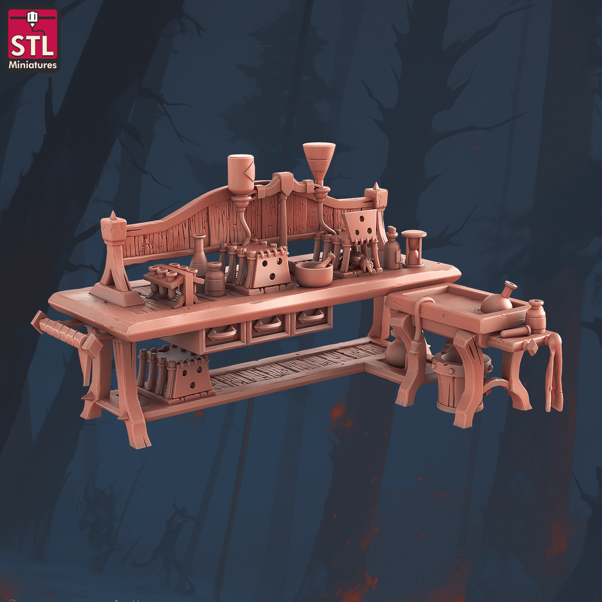 Charming Terrain 3D printed terrain (28mm) r59 pest controller lab desk 3D Printed STL Minatures Pest Controller 28mm 32mm