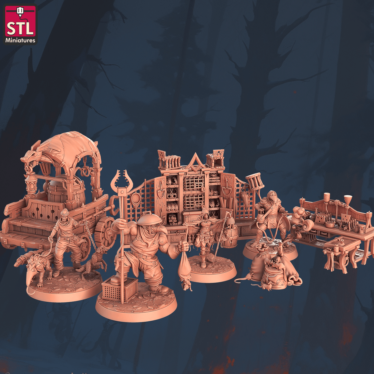 Charming Terrain 3D printed terrain (28mm) r59 pest controller set 3D Printed STL Minatures Pest Controller 28mm 32mm