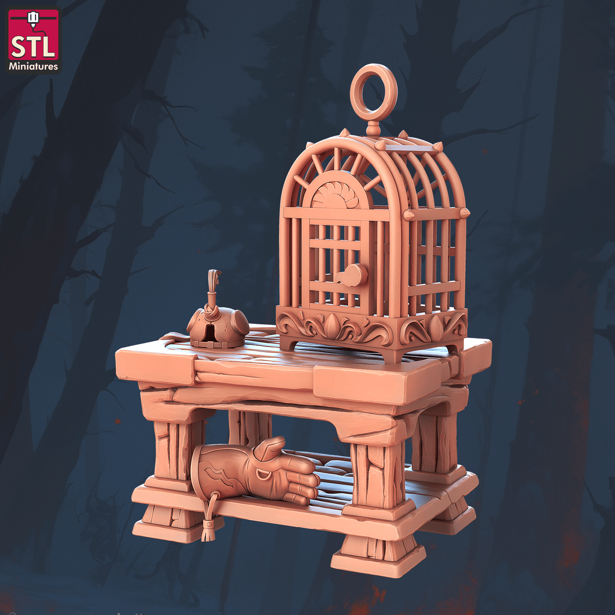 Charming Terrain 3D printed terrain (28mm) r60 animal taming bird cage 3D Printed STL Minatures Animal Tamer 28mm 32mm
