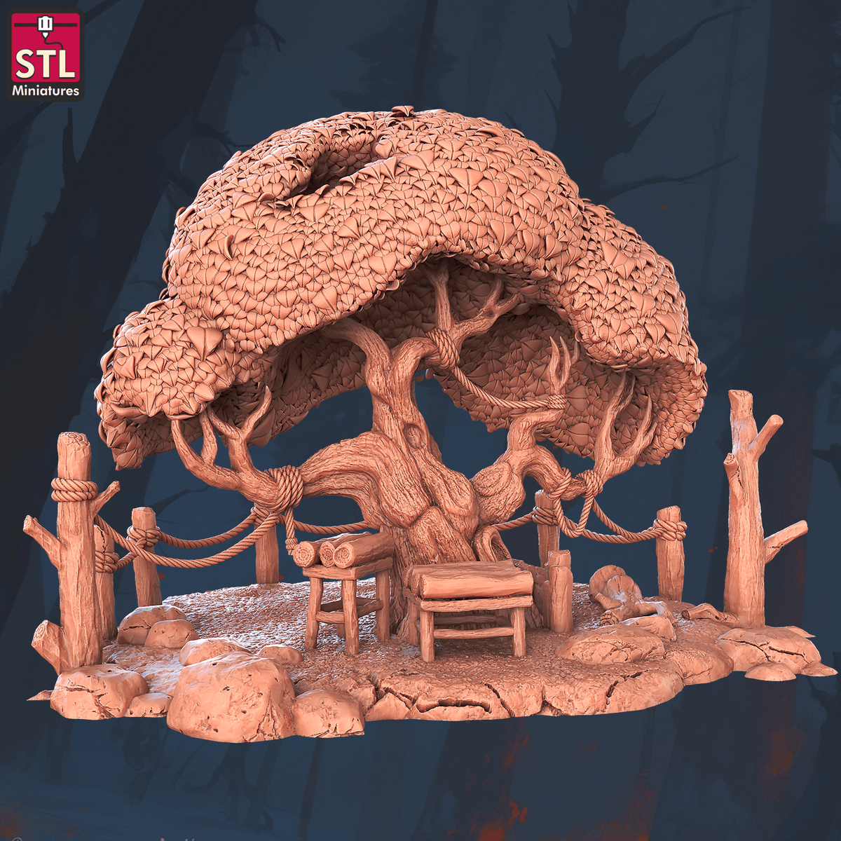 Charming Terrain 3D printed terrain (28mm) r60 animal taming playground tree 3D Printed STL Minatures Animal Tamer 28mm 32mm