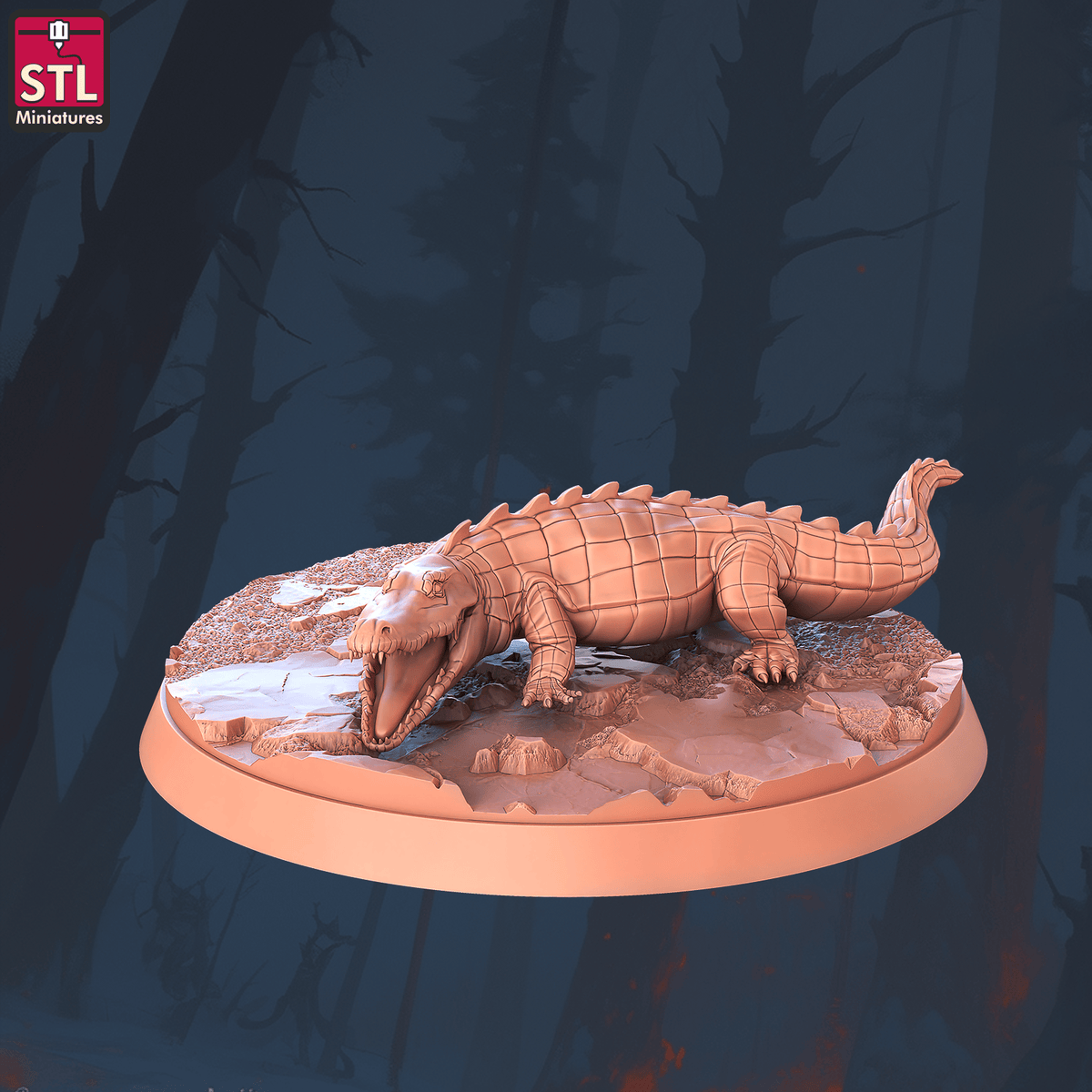 Charming Terrain 3D printed terrain (28mm) r60 crocodile handler alligators a 1 3D Printed STL Minatures Crocodile Handler 28mm 32mm