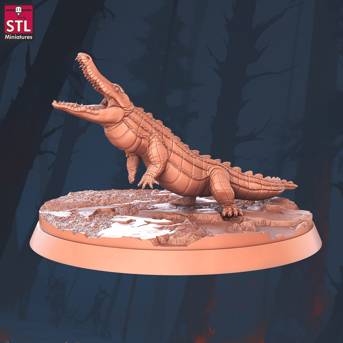 Charming Terrain 3D printed terrain (28mm) r60 crocodile handler alligators b 1 3D Printed STL Minatures Crocodile Handler 28mm 32mm