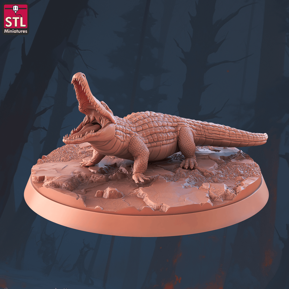 Charming Terrain 3D printed terrain (28mm) r60 crocodile handler alligators c 1 3D Printed STL Minatures Crocodile Handler 28mm 32mm