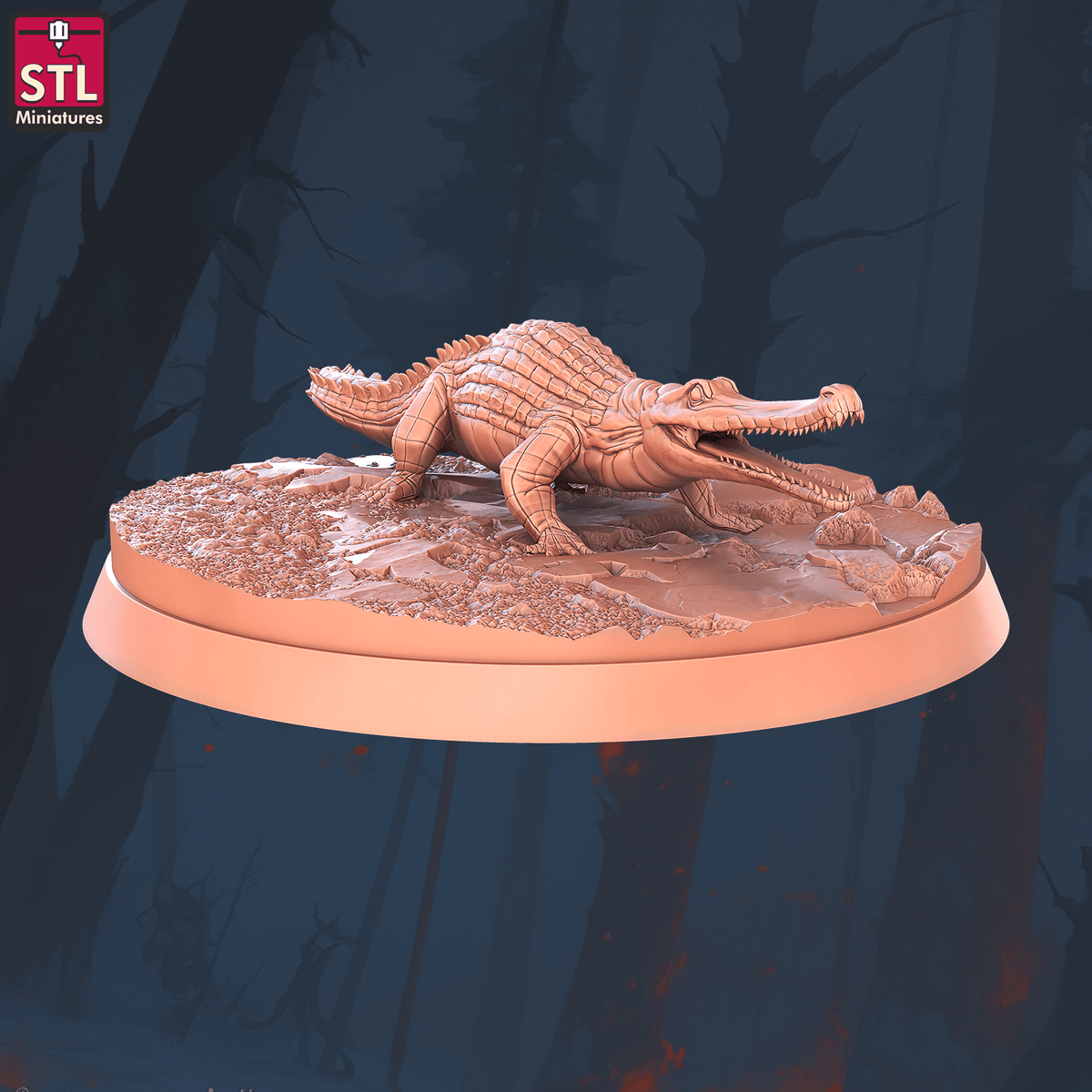 Charming Terrain 3D printed terrain (28mm) r60 crocodile handler alligators d 1 3D Printed STL Minatures Crocodile Handler 28mm 32mm