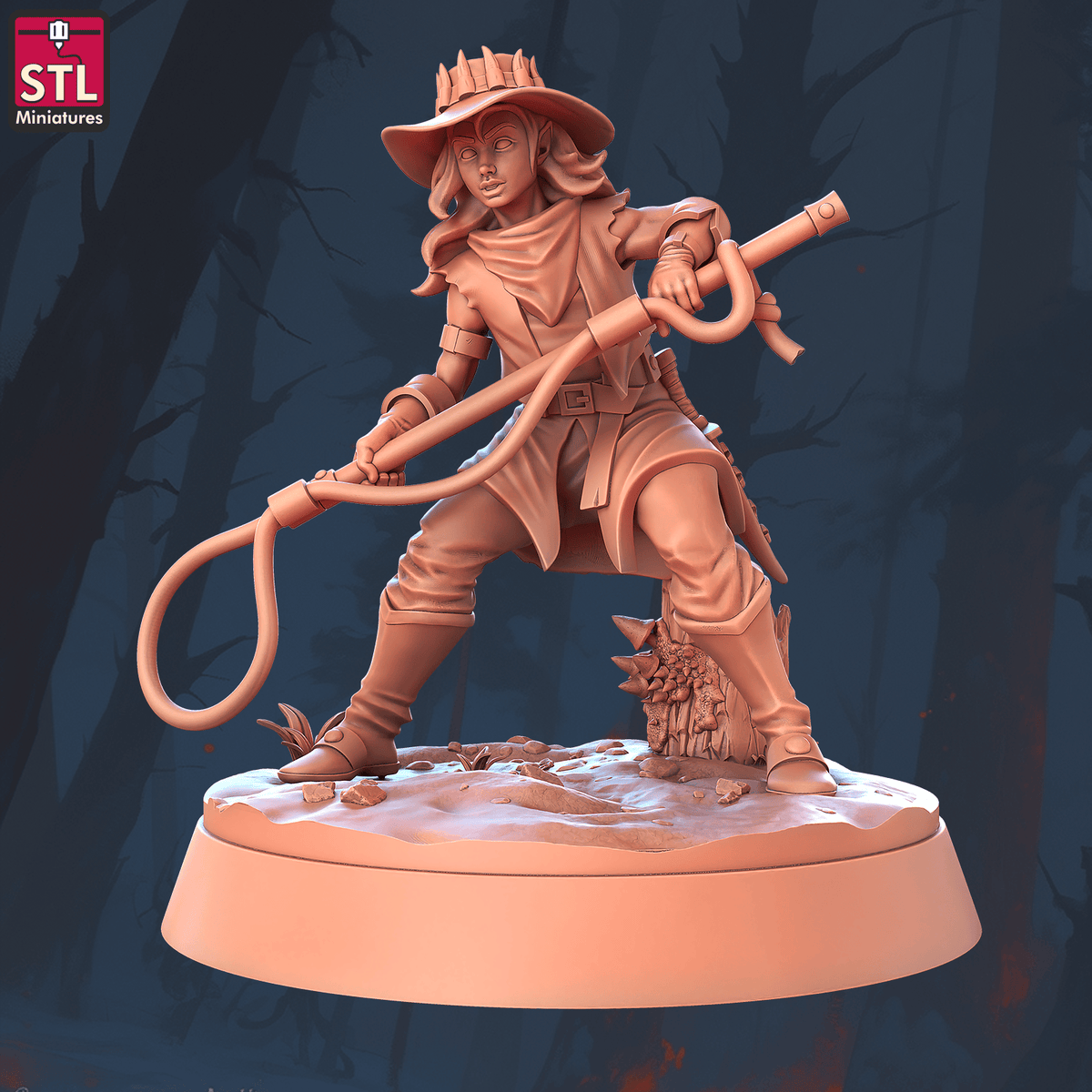 Charming Terrain 3D printed terrain (28mm) r60 crocodile handler b 1 3D Printed STL Minatures Crocodile Handler 28mm 32mm