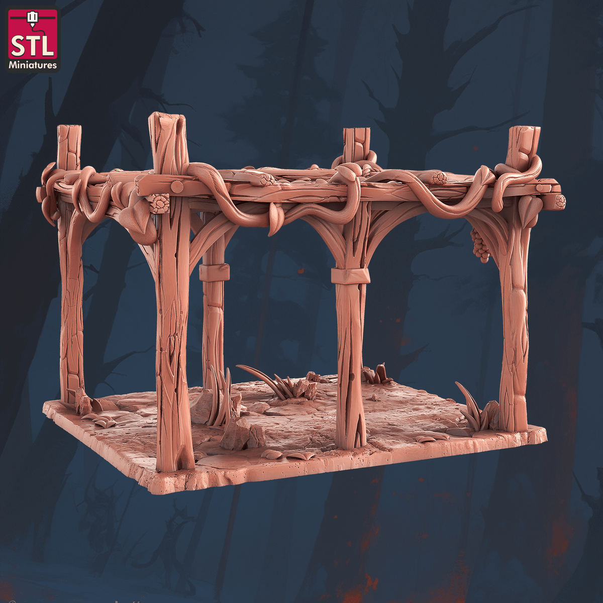 Charming Terrain 3D printed terrain (28mm) r60 falconry ladyhawke pergola 3D Printed STL Minatures Falconry Ladyhawke 28mm 32mm