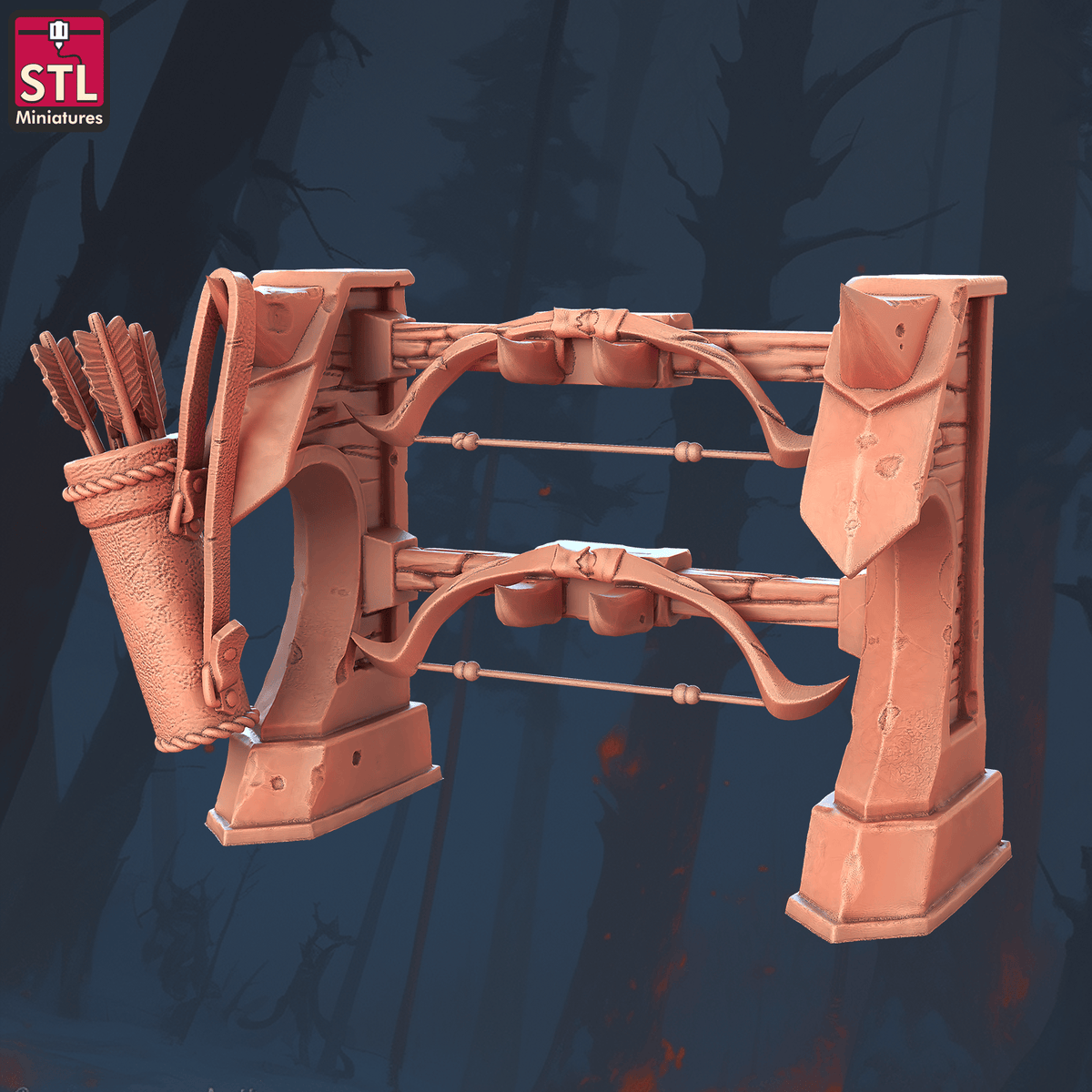 Charming Terrain 3D printed terrain (28mm) r61 battle arena bow rack 3D Printed STL Minatures Battle Arena 28mm 32mm