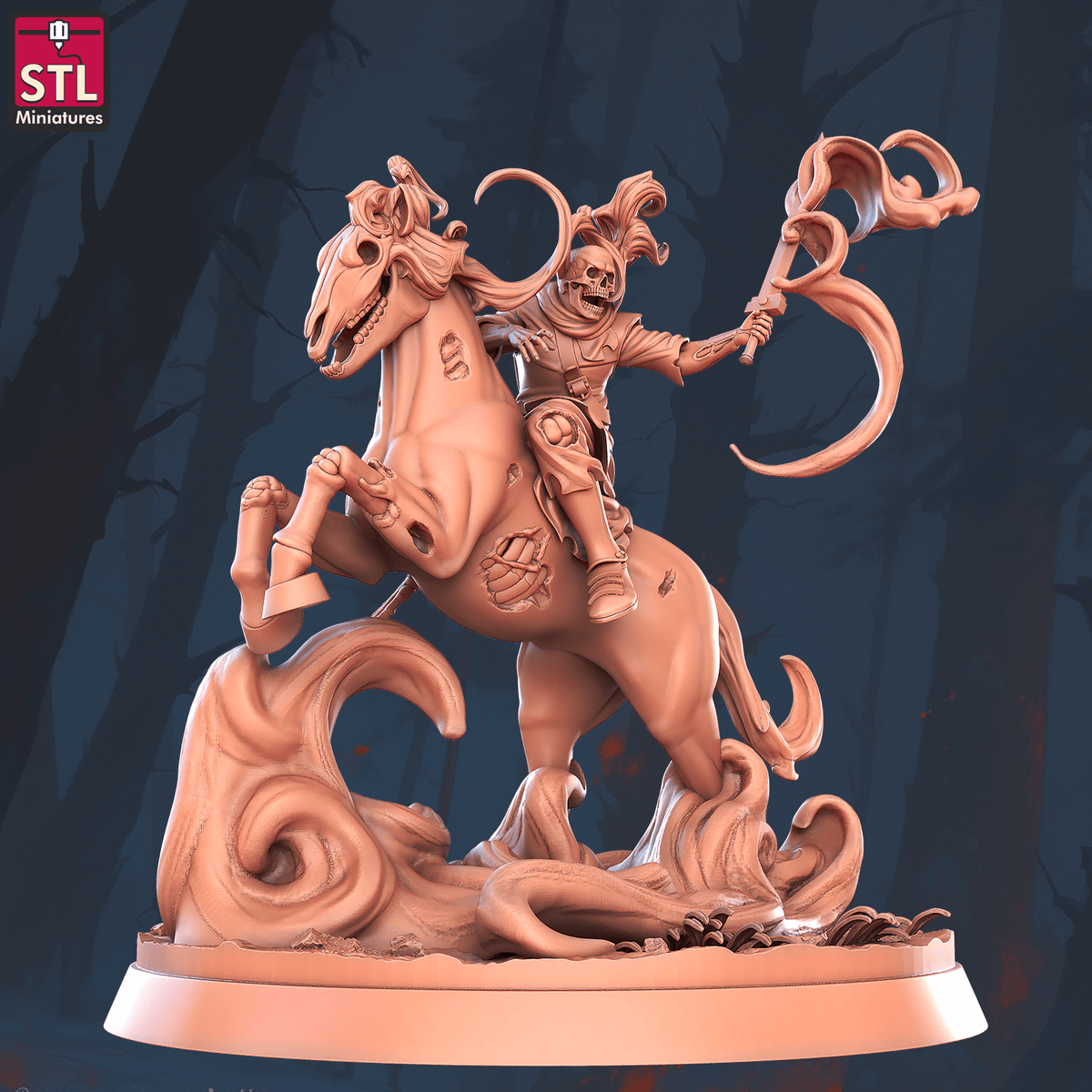 Charming Terrain 3D printed terrain (28mm) Spectral Horseman 3D Printed STL Minatures Spectral Horseman 28mm 32mm