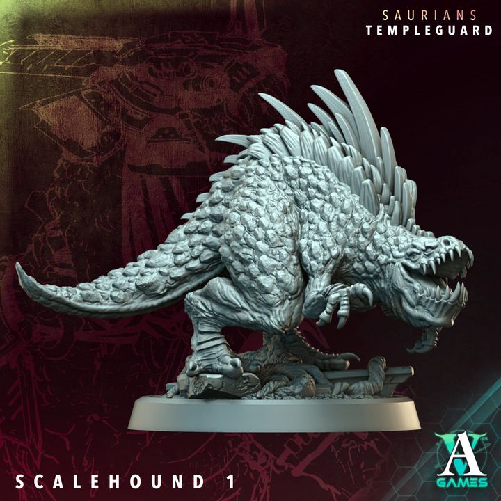 3D Printed Archvillain Games Scalehound - Saurians Templeguard 28 32mm D&D