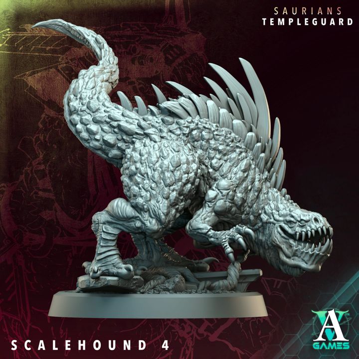 3D Printed Archvillain Games Scalehound - Saurians Templeguard 28 32mm D&D