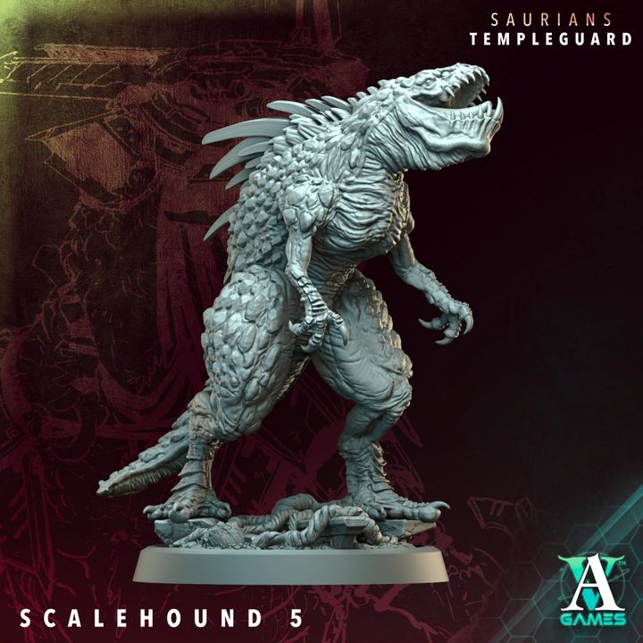 3D Printed Archvillain Games Scalehound - Saurians Templeguard 28 32mm D&D