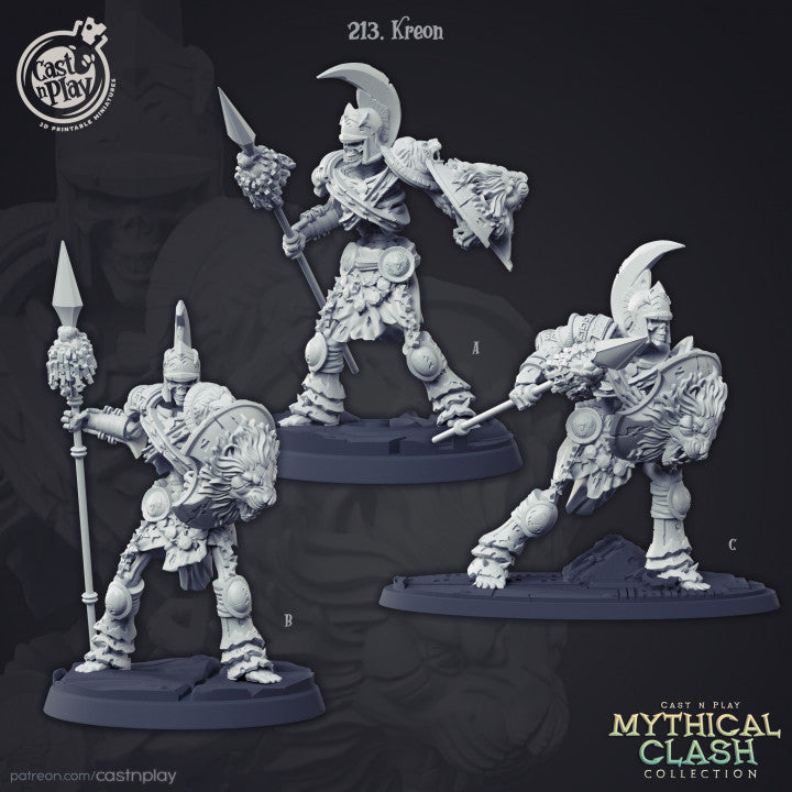 3D Printed Cast n Play Kreon's Skeleton Mythical Clash Collection 28mm 32mm D&D