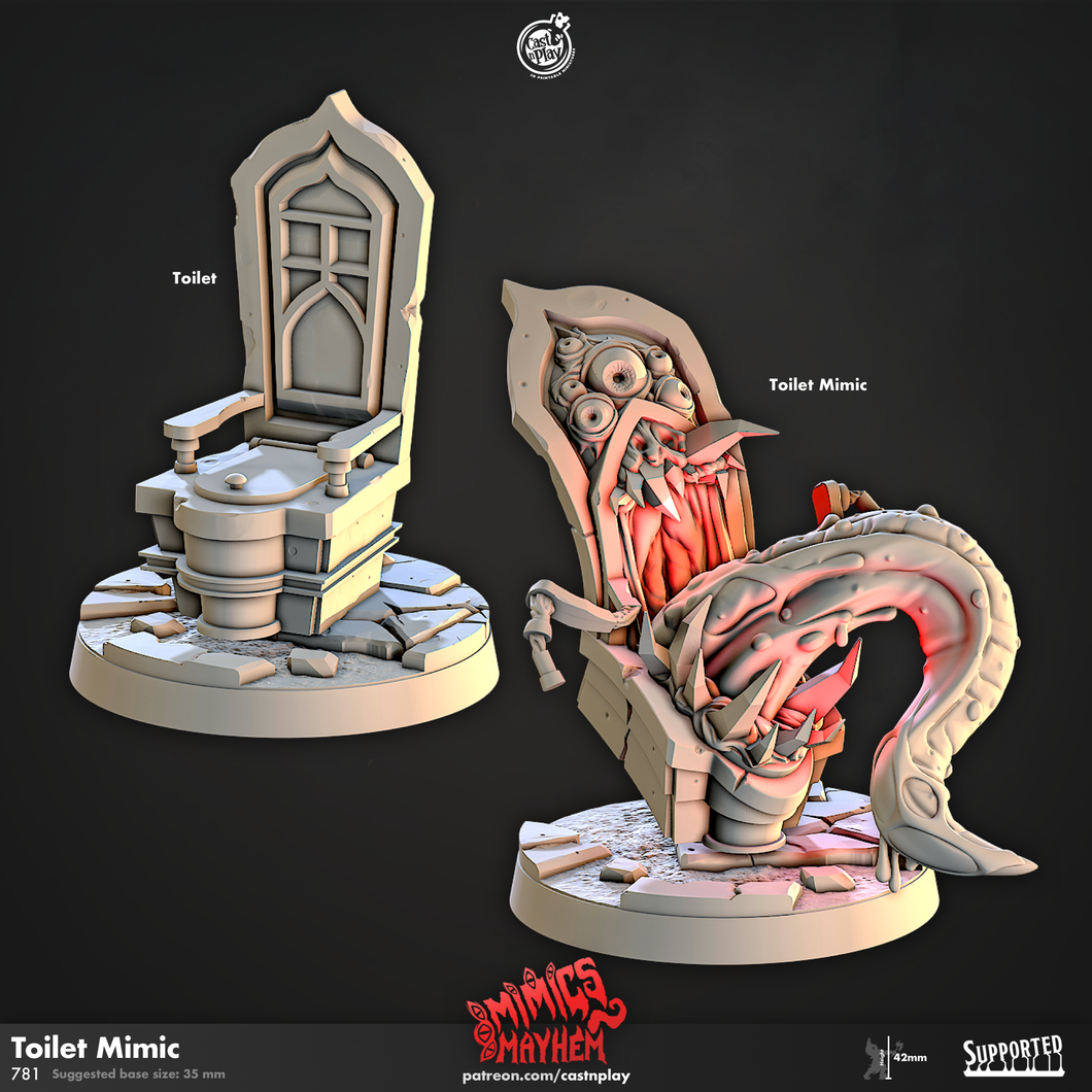 3D Printed Cast n Play Toilet Mimic Mimics Mayhem Set 28mm 32mm D&D