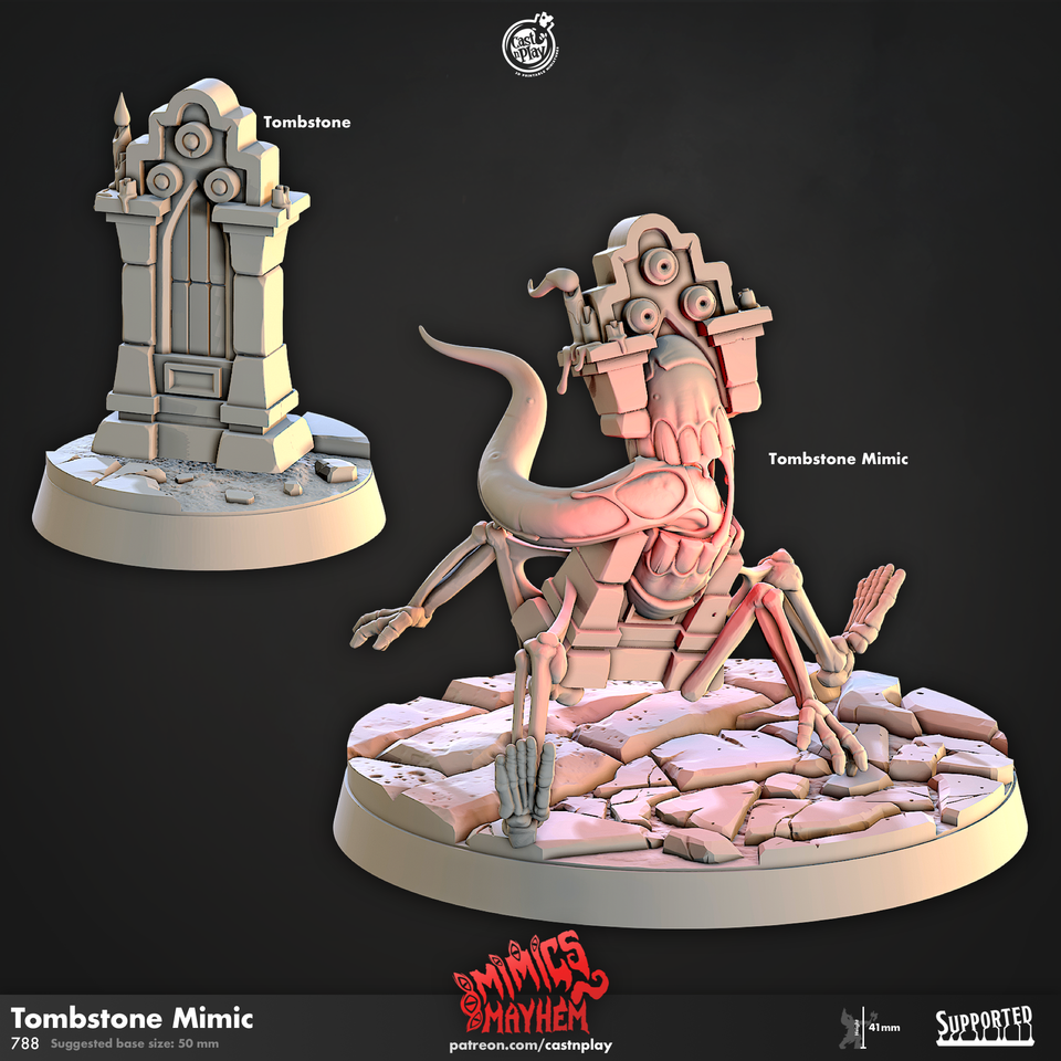 3D Printed Cast n Play Tombstone Mimic Mimics Mayhem Set 28mm 32mm D&D