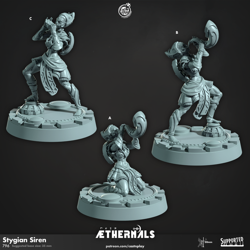 3D Printed Cast n Play Stygian Siren Aethernals Collection 28mm 32mm D&D
