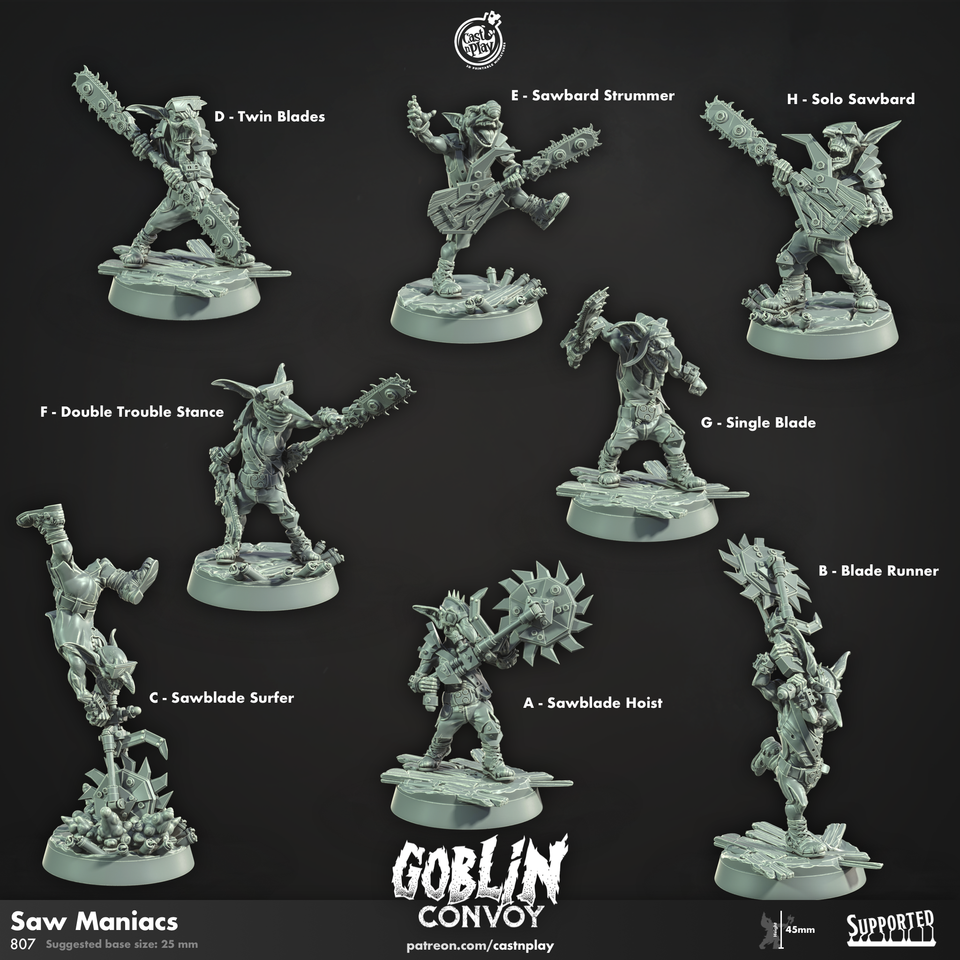 3D Printed Cast n Play Saw Maniacs The Goblin Convoy 28mm 32mm D&D
