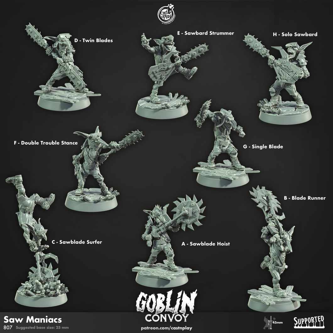 3D Printed Cast n Play Saw Maniacs The Goblin Convoy 28mm 32mm D&D