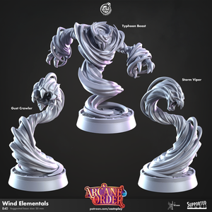 3D Printed Cast n Play Wind Elementals 28mm 32mm D&D