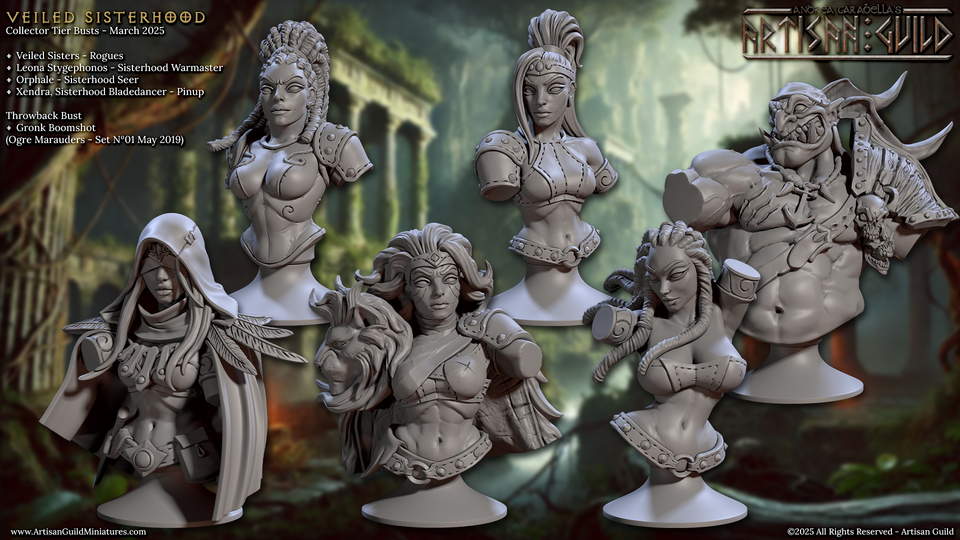 3D Printed Artisan Guild Veiled Sisterhood Bust Set 28mm 32mm