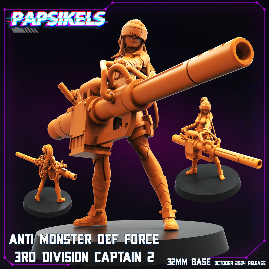 3D Printed Papsikels Anti Monster Defence Force 3rd Division Captain October 2024 Cyberpunk 28mm 32mm