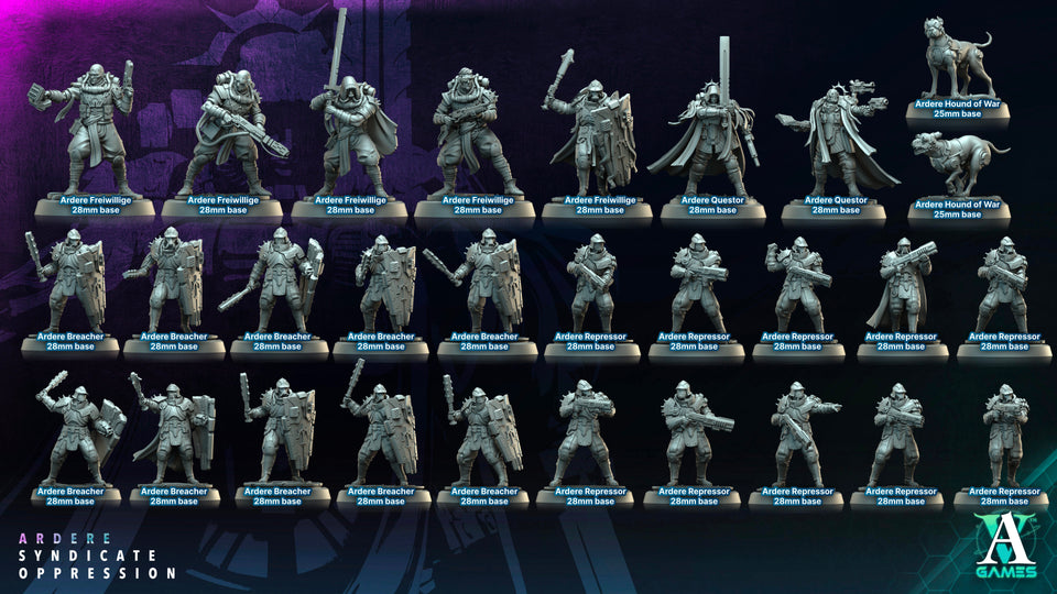 3D Printed Archvillain Games Ardere Hound of War Ardere - Syndicate Oppression 28 32mm D&D