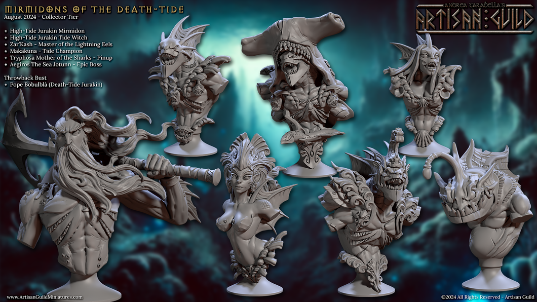 3D Printed Artisan Guild Mirmidons of the Death-Tide Busts Set 28mm 32mm