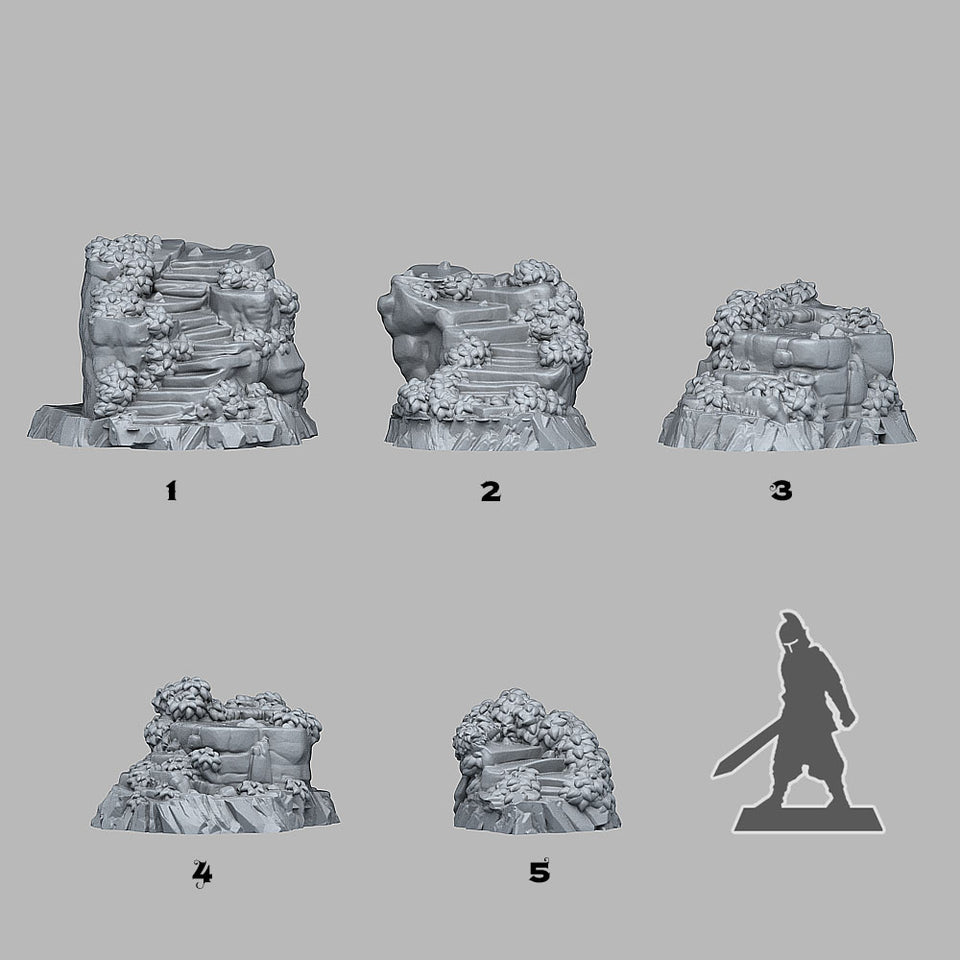 3D Printed Fantastic Plants and Rocks Ancient Magic Stairs 28mm - 32mm D&D Wargaming