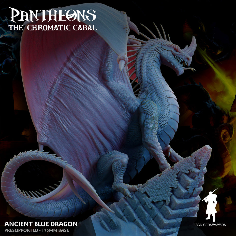 3D Printed Sordane Publishing Ancient Blue Dragon Pantheons The Chromatic Cabal 28 32mm D&D