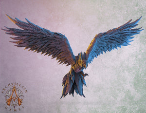 3D Printed Archvillain Games The Sun Elves of Sol Sylvaine Elven War Eagle 28 32mm D&D