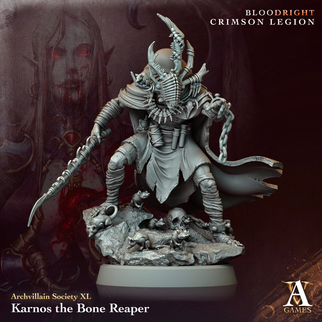 3D Printed Archvillain Games Karnos - The Bone Reaper Archvillain Society Vol. XL 28 32mm D&D