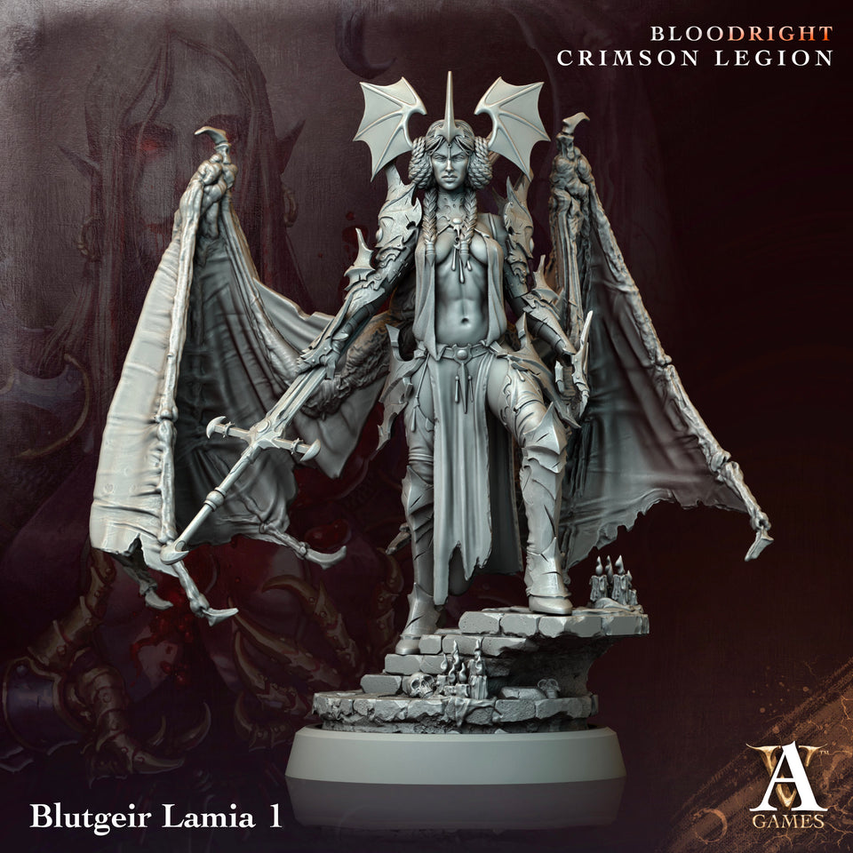 3D Printed Archvillain Games Blutgeir Lamia Bloodright - Crimson Legion 28 32mm D&D