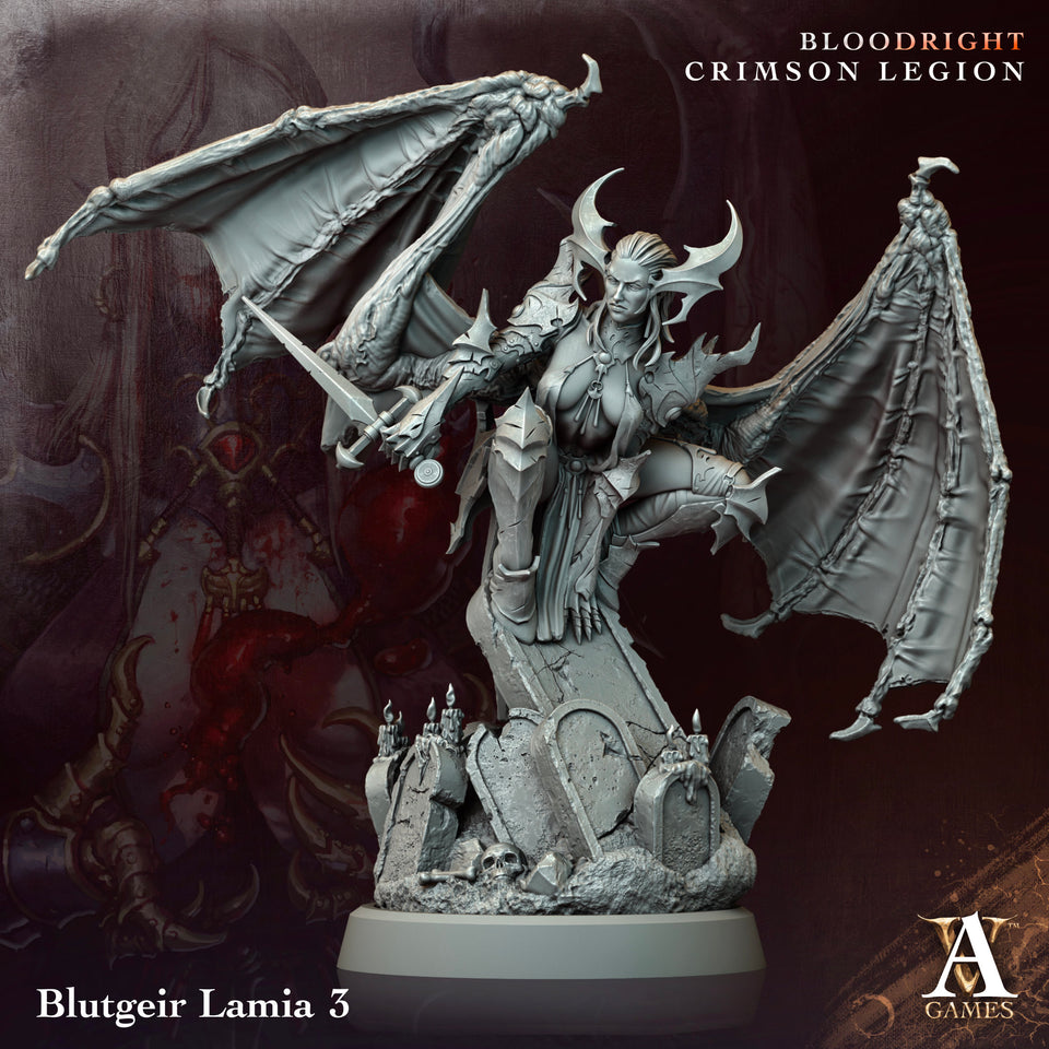 3D Printed Archvillain Games Blutgeir Lamia Bloodright - Crimson Legion 28 32mm D&D