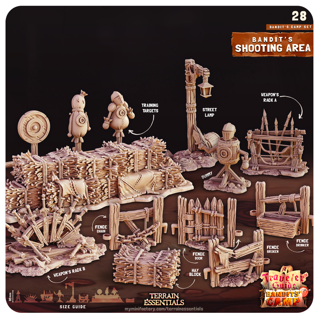 3D Printed Cast n Play Shooting Area Bandits Camp Terrain Set 28mm 32mm D&D
