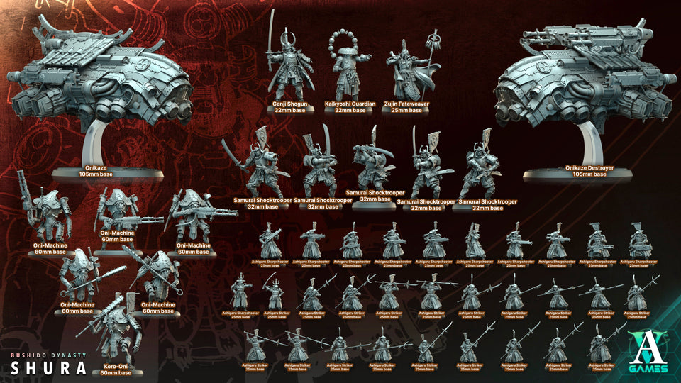 3D Printed Archvillain Games Onikaze Destroyer Bushido Dynasty Shura 28 32mm D&D