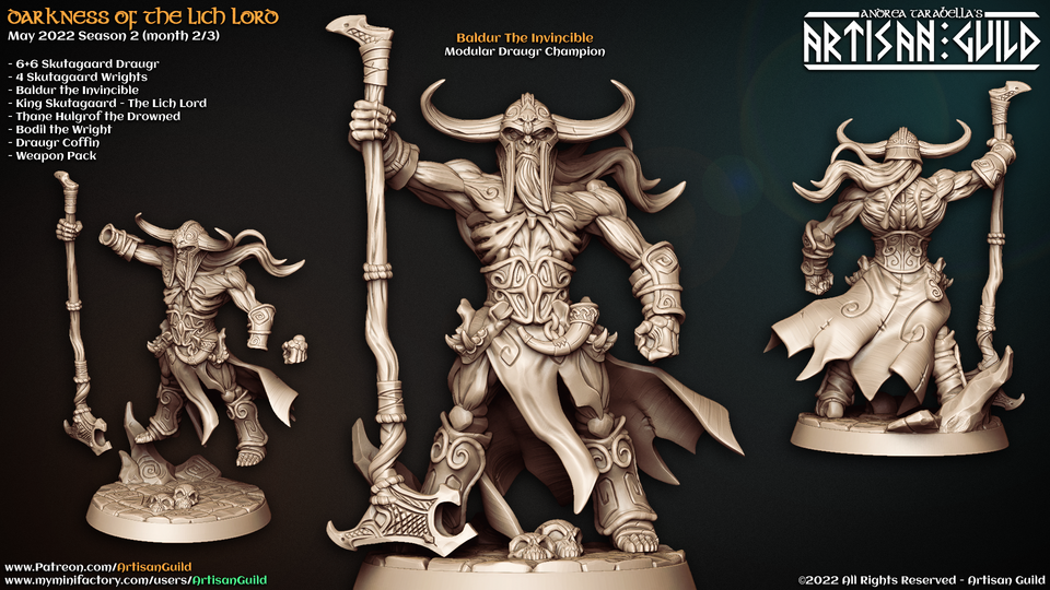 3D Printed Artisan Guild Baldur the Invincible Darkness of the Lich Lord 28mm 32mm