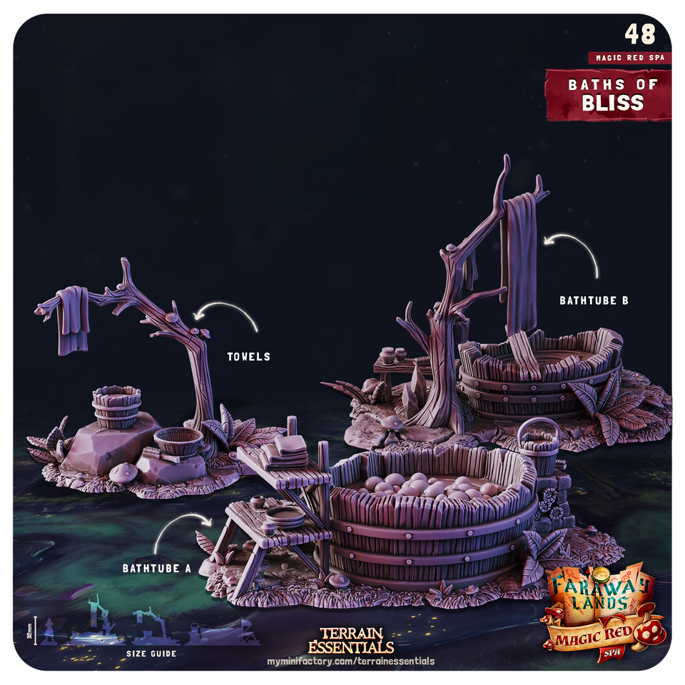 3D Printed Cast n Play Red Magic Spa Set 28mm 32mm D&D