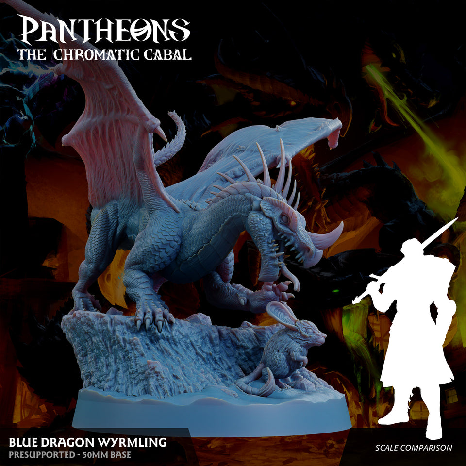 3D Printed Sordane Publishing Wyrmling Blue Dragon Pantheons - The Chromatic Cabal 28 32mm D&D