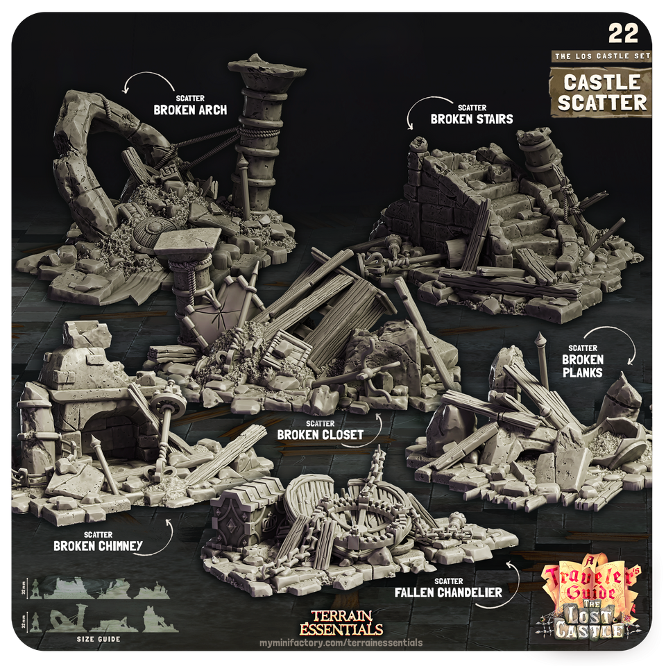 3D Printed Cast n Play Castle Scatter The Lost Castle Terrain Set 28mm 32mm D&D