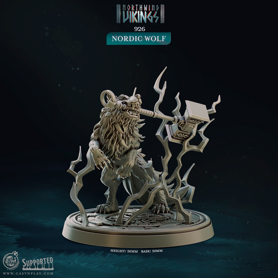 3D Printed Cast n Play Nordic Wolf Northwind Vikings 28mm 32mm D&D