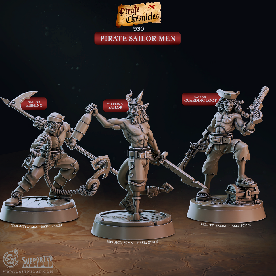 3D Printed Cast n Play Pirate Chronicles Collection 28mm 32mm D&D