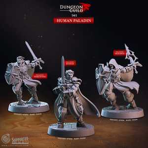 3D Printed Cast n Play Human Paladin Dungeon Guild Set 28mm 32mm D&D