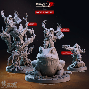 3D Printed Cast n Play Dwarf Druid Dungeon Guild Set 28mm 32mm D&D