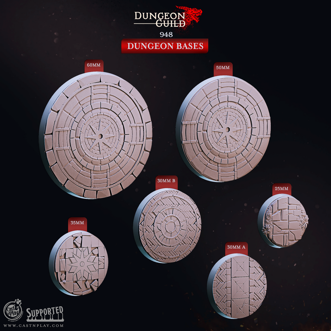 3D Printed Cast n Play Dungeon Bases Dungeon Guild Set 28mm 32mm D&D