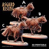 3D Printed Asgard Rising Cavalry Horses Set 2 Medieval Times 28 32 mm Wargaming DnD
