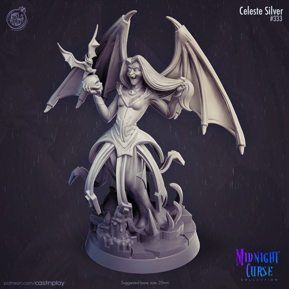 3D Printed Cast n Play Midnight Curse - Celeste Silver 28mm 32mm D&D