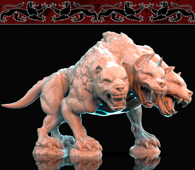 3D Printed Nafarrate Cerberus Bestiary Creatures Volume 1 28mm 32mm D&D